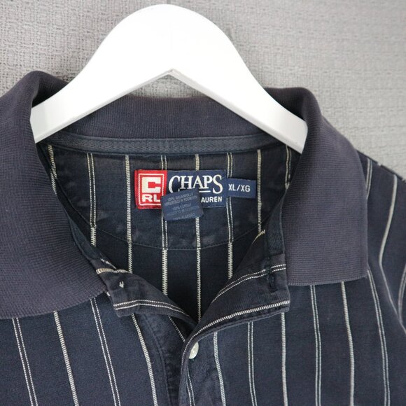 Chaps Ralph Lauren Stripe Cotton Button Up Polo Shirt Mens XL - Picture 5 of 7